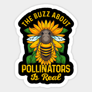 Pollinator Bee & Sunflowers Cottage Core Aesthetic Sticker